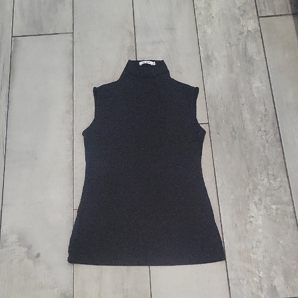 April Black Sleeveless Turtleneck Top Size Small Like New#11